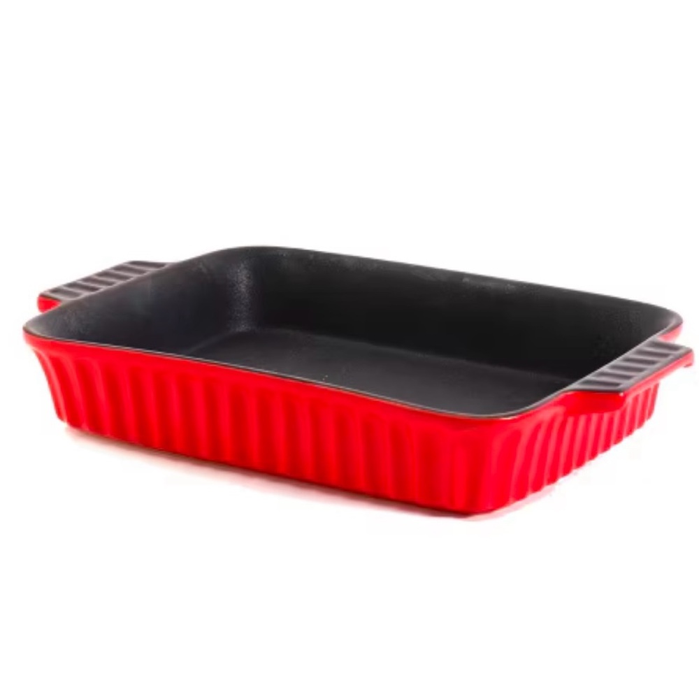 Crock-Pot Denhoff 10 in. Non-Stick Ribbed Casserole in Red
